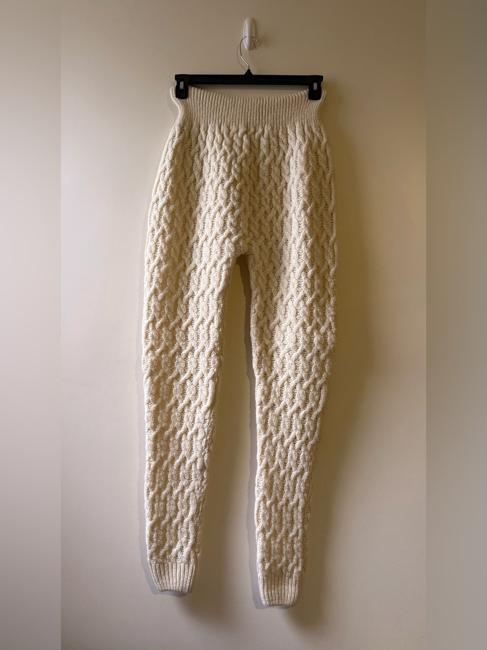 Aran Crafts Cream Cable Knit Leggings for Kids